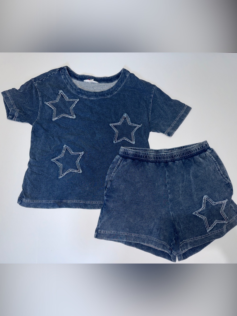 Jane + Delancey blue denim color shirt set - star embellishments